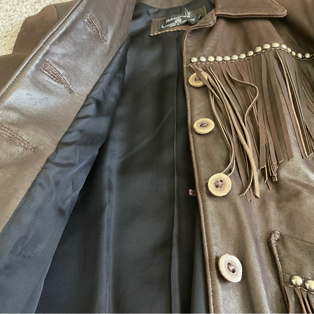 Patricia Wolf Fringe Leather Western Button Front Jacket - Picture 5 of 11